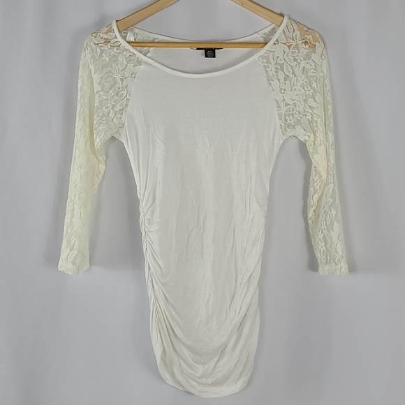 Deb | Off White Lace 3/4 Sleeves Mini Dress - Picture 6 of 9